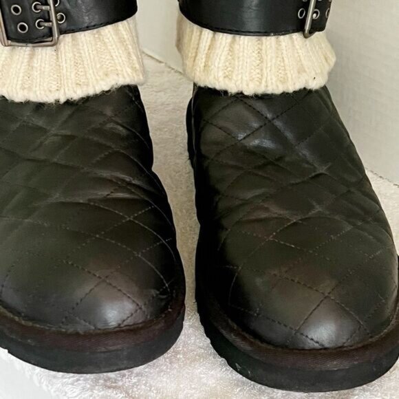 UGG  Australia Cambridge Diamond Leather Quilt Black Boot Womens Sz 11 - Picture 3 of 8
